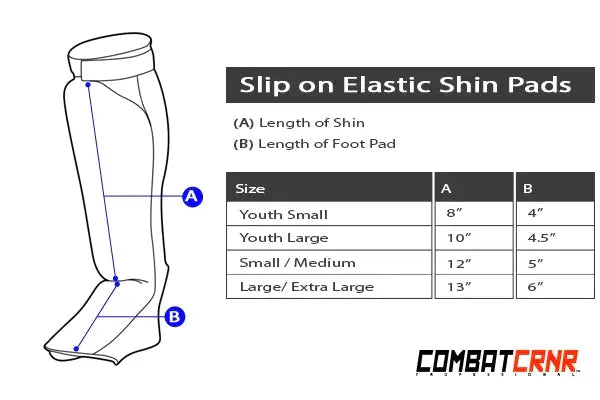 Slip on Elastic Shin Pads | Black - Prime combats COMBAT CORNER  Combat Shin Gaurds